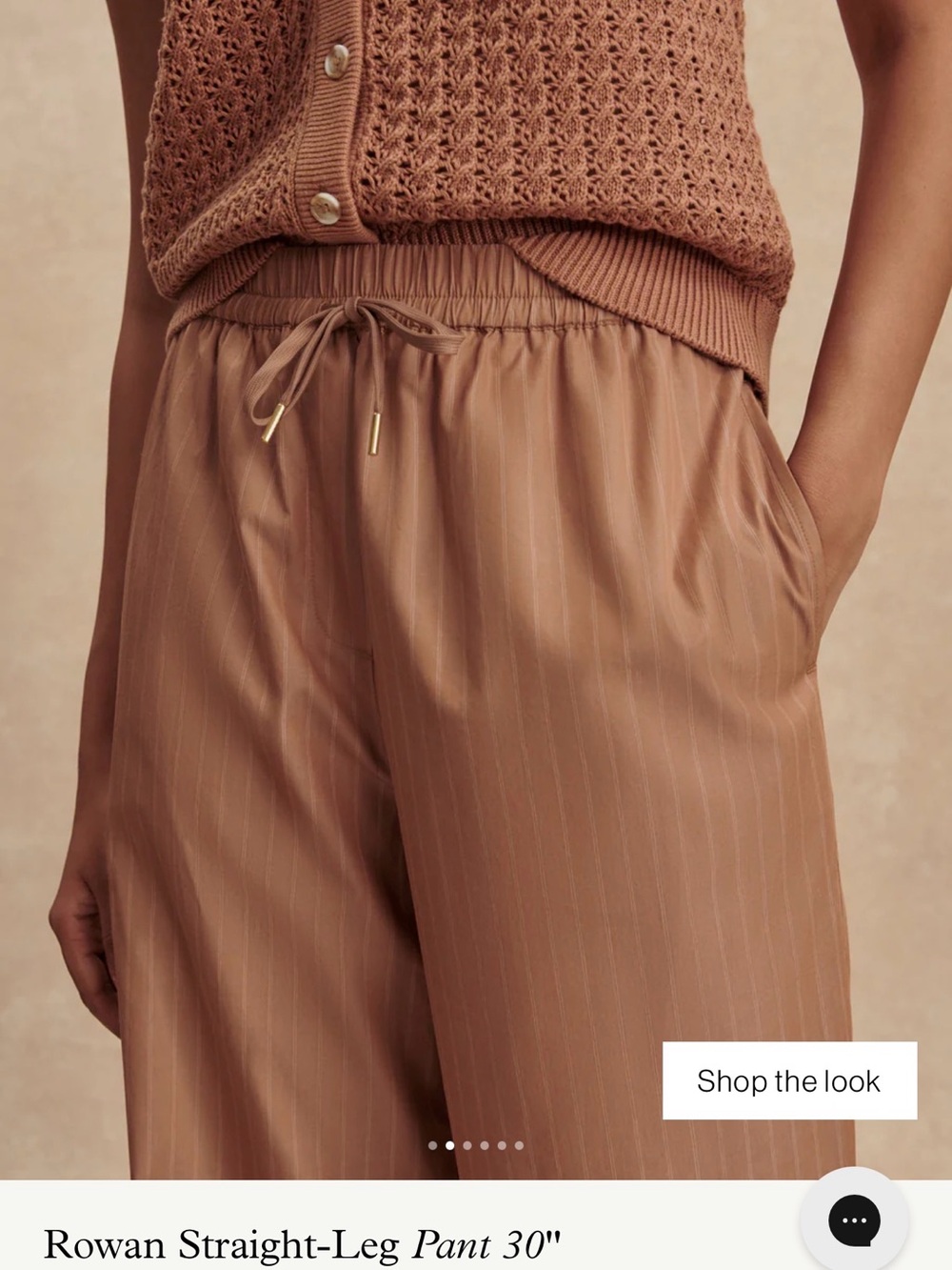 Varley Rowan Straight-Leg Pants in Color Camel strip